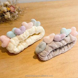 Diademas de Felpa de Coral con Forma de Corazón Coloridas Personalizadas para Mujeres y Niñas - Yoga, Deporte, <span class=keywords><strong>Maquillaje</strong></span>, Lavado de Cara, Cabello - Product Image 1
