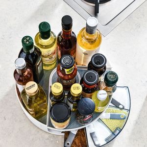 Transparent Plastic Double Rust Resistant Lazy Kitchen Spice <b>Rack</b> Makeup Storage 360 Degree Turntable Rotating Seasoning - Product Image 2