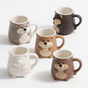 Taza de café Marmot de 14OZ-Cerámica con base de guijarros, diseño de piel realista, Apto para lavavajillas - Product Image 1