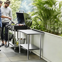 Table de travail commerciale en acier inoxydable 304 de qualité alimentaire avec pieds ronds et étagère inférieure renforcée pour la préparation des aliments dans les cuisines de restaurants