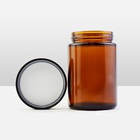 Bocaux cosmétiques ronds en verre ambré résistants aux enfants avec couvercles 60ml 90ml 120ml 150ml 250ml 300ml