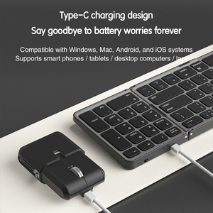 Teclado y Ratón Inalámbricos Plegables Ultra Delgados de Tamaño Completo, Silenciosos, con Teclado Numérico, para Portátil, Oficina, Ergonómicos, Recargables - Product Image 6
