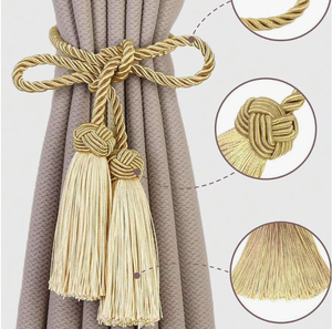 Vendita calda di lusso elegante intrecciato cravatta <span class=keywords><strong>con</strong></span> nappine a tendina <span class=keywords><strong>con</strong></span> nappine lunghe nappine - Product Image 5