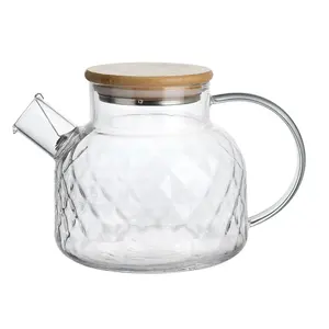 LAKOTTO Hot Selling Glassware 26.4oz Glass Tea Pot With Infuser And Bamboo Lid For Tea And Coffee