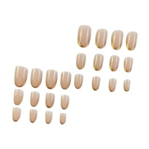 24 <span class=keywords><strong>Uñas</strong></span> Postizas Doradas Estilo Francés, Hechas a Mano, Acrílicas, Cobertura Total, para Uso Diario en Salón - Product Image 4