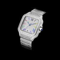 Montre mécanique de luxe carrée avec logo personnalisé, entièrement sertie de diamants Moissanite pour homme, Reloj Para Hombre Brillante, Montre Homme