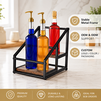 Présentoir à Sirop de Café Minghou, Étagère de Rangement pour Bouteilles d'Alcool, Support à Vin à 2 Niveaux pour 4 Bouteilles, Idéal pour Bar à Café et Cuisine