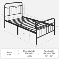 Lit pliable moderne en métal pleine grandeur, écologique et durable, pour hôtels, appartements et chambres à coucher