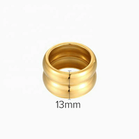 Europäisch-Amerikanischer Ins Doppelschichtiger Glatter Einfacher Ring 18K Vergoldeter Edelstahl Breitrandiger Doppelschichtiger Ring für Frauen
