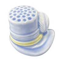 Accessoires de couture écologiques pour tailleurs sur mesure : Nœud en ruban en forme de chapeau en céramique et porcelaine bleu clair/blanc/jaune
