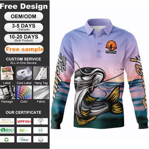 Camiseta de Pesca Personalizada <span class=keywords><strong>para</strong></span> Hombre, Ecológica, Protección Solar, Diseño Boca de Pescado, Secado Rápido, Manga Larga, Estilo Polo, Canadá, Colombia - Product Image 1