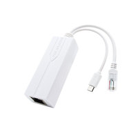 Divisor de alimentación a través de Ethernet (PoE) blanco de 48V a Micro USB 5V 2.4A 10/100Mbps para sistema de monitor de cámara de seguridad