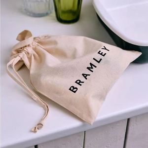 Eco Friendly Organic Muslin Cotton <b>Pouch</b> with Logo Printed Promotional <b>Drawstring</b> Bags for Natural Calico Cloth - Product Image 3