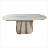 Meubles de maison personnalisés, table à manger floquées nordique, en pierre naturelle, forme ovale, moderne