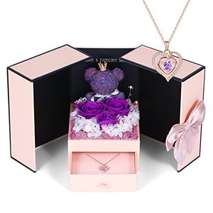 Set de Rosa Preservada con Ángel Religioso, Incluye Collar de Plata de Ley 925 con la Frase '<span class=keywords><strong>Te</strong></span> Amo' <span class=keywords><strong>en</strong></span> 100 <span class=keywords><strong>Idiomas</strong></span> para Mujer, Mamá, Novia - Product Image 4