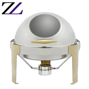 Recipiente para Calentar Alimentos con Tapa Enrollable de 6 Litros, Dorado, Económico, para Restaurantes, Cocina, Buffet, Chafing Dish, Equipo de Catering - Product Image 1