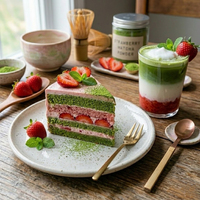 Poudre de Matcha de Qualité Cérémoniale aux Saveurs Fraîches de Fraise, Thé Vert Santé, Emballage en Vrac