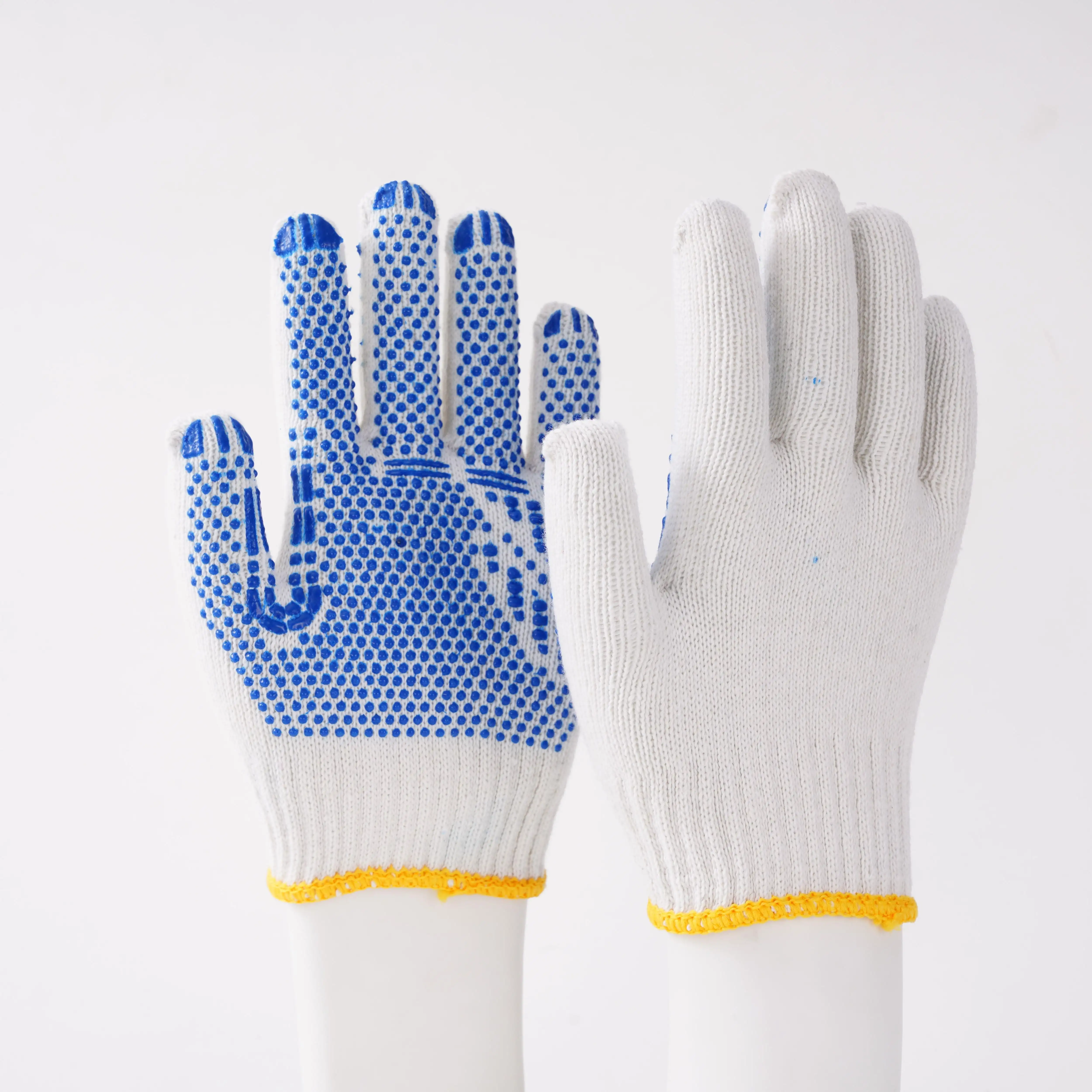 Nonslip trắng bông găng tay vải PVC Dot PVC Dot nén găng tay làm việc an toàn găng tay