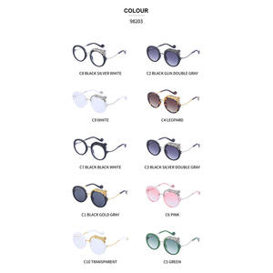 ZS-88203 Gafas de Sol Anti Luz Azul para Mujer, Montura Redonda Negra, Lentes de PC con Protección UV400, Estilo Europeo, a la Moda - Product Image 4