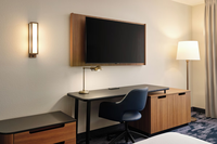 Bureau d'hôtel Fairfield Inn by Marriott avec tiroir de rangement latéral, mobilier de chambre d'hôtesse personnalisé, fabricant d'équipements hôteliers