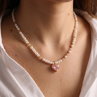 Colliers élégants en acier inoxydable plaqué or avec zircon et perles, bijoux minimalistes de luxe léger, vente en gros TGXL14112