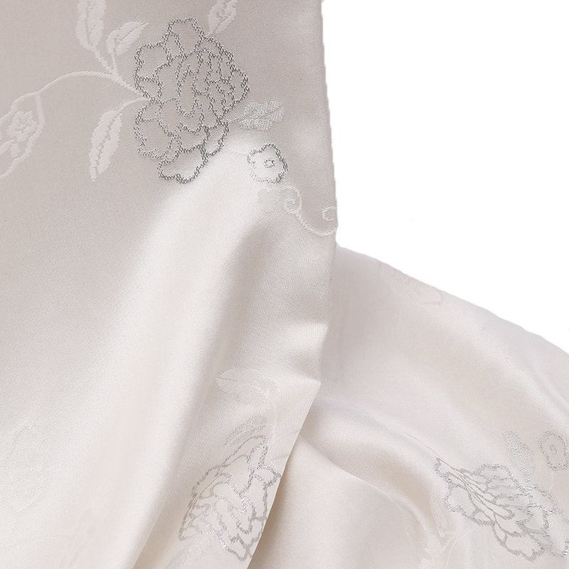 Горячая Распродажа 10% Серебряный Белый Блестящий цветочный шелк металлик жаккард атласная ткань