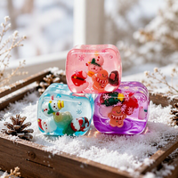 Jouets anti-stress carrés en TPR pour Noël - Bonhomme de neige, homme en pain d'épices, jouets à presser pour enfants, cube en résine à rebond lent