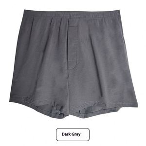 Men's <b>Custom</b> Plain Silk <b>Boxer</b> Shorts Open Pants with Mid-rise Breathable Cotton Knitted Loose Fit Briefs with Logo on Waist - Product Image 3