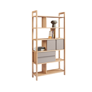 현대식 원목 책장 및 진열장 - 독립형 호텔용 룸 디바이더 수납 선반 - Product Image 4