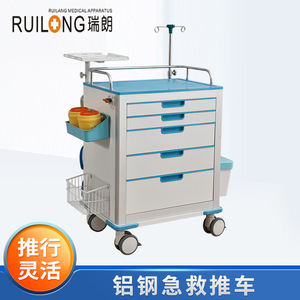 Swiss Franc Emergency Trolley RT-054 5 Drawer Mobile Resuscitation Cart For Hospital Operating Room Use - Product Image 2