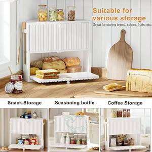 Caja de Pan Rectangular Grande de Bambú Estilo Vintage para Encimera de Cocina, Contenedor de Pan de Doble Capa Estilo Rústico para Despensa - Product Image 3