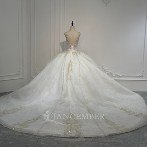 Vestido de niña de las flores Xs277 moderno de lujo con tul brillante, escote corazón con cuentas de cristal, cola capilla, vestido de gala elegante para boda - Product Image 5