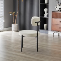 Fauteuil personnalisable, style moderne minimaliste, en velours blanc, chaise de salle à manger confortable et douce pour la salle à manger à domicile