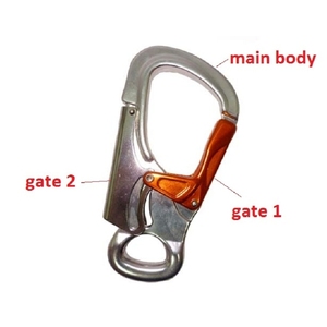 Mousqueton en aluminium A722-1 avec verrouillage à clé et double action pour l'escalade, la rigging et l'accès par corde - Product Image 2