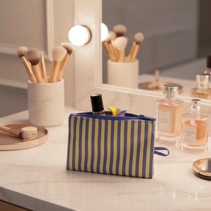 Bolsa de <span class=keywords><strong>Maquillaje</strong></span> de Viaje Portátil, Personalizada, Ecológica, Resistente, con Cierre, a Rayas, para Niñas - Product Image 6