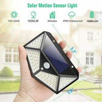 Applique Murale Solaire à Détecteur de Mouvement LED Extérieure, Éclairage pour Jardin, Cour, Escalier, Étanchéité, 100LED, 118LED, 76COB