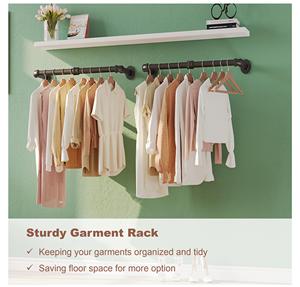 Ensemble de 2 supports à vêtements en <span class=keywords><strong>tuyau</strong></span> <span class=keywords><strong>industriel</strong></span> noir à fixer au mur pour garde-robe, balcon, salon, présentoir de vente au détail, buanderie - Product Image 4