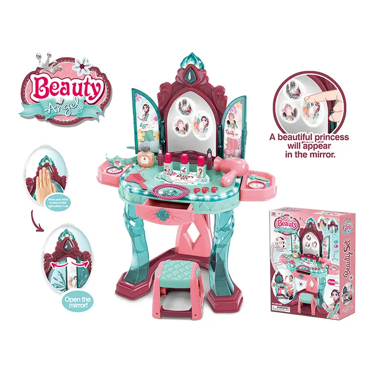 Interaktives Spiel für Kinder Pretend Makeup Toys Set Beauty Makeup Table Kinder Mädchen Dress Up Pretend Play Toys