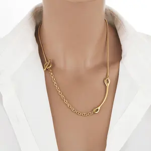 Titanium Steel Necklace Hip Hop Stainless Steel Gold-plated Necklace OT Buckle Snake Chain Women's Necklace Choker