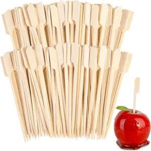 2023 Amazon Hot Selling Natural Bamboo Grill Kebab Paddle Flat Skewers Wooden Disposable BBQ Sticks for Fruit Barbecue