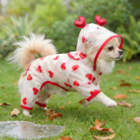 Bärenmuster Kapuzen-Hunde-Regenmantel mit Ohrlöchern, Wasserdichter Leichter Sommer-Poncho für Kleine & Mittelgroße Hunde
