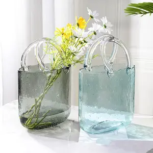 Wholesale Houseware Flower Clear Cheap Cylinder Customized Glass Vase Purse Vase For Decoration