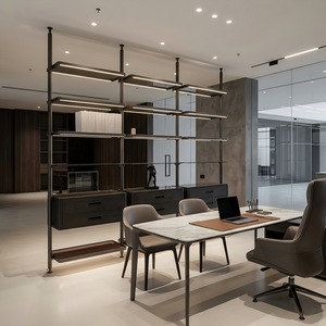 Estantería Modular Moderna para Libros, Estante Metálico Minimalista de Aluminio con Sistema de Iluminación, Estante de Pared para Decoración de Sala de Estar - Product Image 1