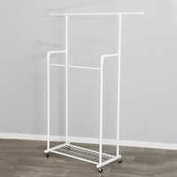 Porte-vêtements double couche blanc avec rangement pour jardin et balcon - Organisateur de vêtements multifonctionnel durable et écologique