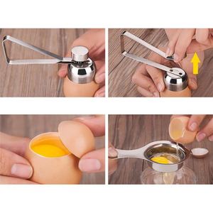 Egg Opener Hammer Touch Kitchen Gadgets Stainless Steel Boiled Egg Topper Shell Cutter Knocker Raw Egg <b>Cracker</b> Separator - Product Image 4