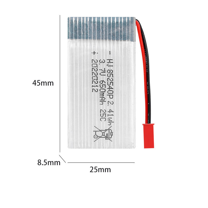 Fabriek Rc Quadcopter Li Ion Polymeer Cel 3.7V 650Mah 852540 Voor Plastic Modelvliegtuigen Straaljager Speelgoed Vliegtuig Drone Batterij