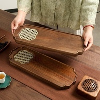 Plateau à thé en bois de noyer massif d'Amérique du Sud, style chinois moderne, pour une personne, pour la préparation à sec du thé, luxe naturel