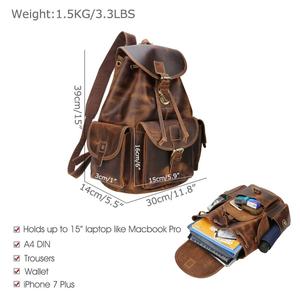 Maroquinerie Guangzhou En Gros en cuir de vachette vintage couleur noire sac à dos Unisexe en cuir - Product Image 2