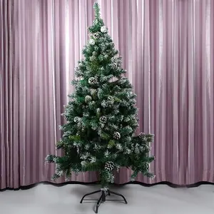 180cm 210cm 240cm Eco friendly Indoor Home Decorated Live green Christmas tree with white Snow Effect and Pinecone decorated