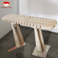 Table console moderne personnalisée avec plateau en travertin pour chambre et couloir, table d'appoint pour maison, villa, hôtel